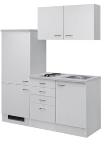 K&uuml;chenzeile Flex-Well "Wito", wei&szlig; (k&uuml;che: wei&szlig;, front: wei&szlig;, korpus: wei&szlig;, arbeitsplatte: fantasie), B:160cm H:200cm T:60cm, Komplettk&uuml;chen-Sets, K&uuml;chenzeile, Gesamtbreite 160 cm, mit Einbau-K&uuml;hlschrank, Kochfeld und Sp&uuml;le etc.