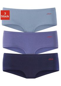Hipster s.Oliver, Damen, Gr. 36/38 (M), blau (blaufarben), Jersey, Obermaterial: 90% Baumwolle, 10% Elasthan (LYCRA), unifarben, k&ouml;rpernah, Unterhosen Hipster, aus elastischer Baumwoll-Qualit&auml;t