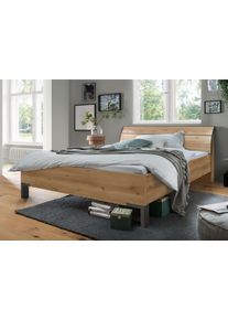 Futonbett Wiemann "Monaco, 4-fache Liegeh&ouml;henverstellung", braun (bianco, eiche, nachbildung, leisten in schiefer), B:209cm L:218cm, Betten, Futonbett, mit stilvollem Holzkopfteil, Made in Germany