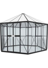 Gew&auml;chshaus Vitavia "Juno 9000, mit Stahlfundamentrahmen", schwarz, B:336cm H:283,7cm T:383,3cm, Gew&auml;chsh&auml;user, Gew&auml;chshaus, Alu-Profile,3 mm Sicherheitsglas, Dach 6 mm Hohlkammerplatten