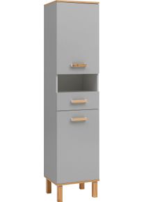 Hochschrank Schildmeyer "Padua", grau (platingrau, eichefarben landhaus), B:40,4cm H:178,5cm T:35cm, Holzwerkstoff, Schr&auml;nke, Hochschrank, F&uuml;&szlig;e aus Massivholz