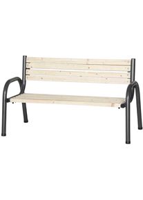 Gartenbank siena GARDEN "Park", beige (natur), B:74cm H:86cm T:150cm, Holz, Stahl, Sitzb&auml;nke, Gartenbank, 3er Bank, Gestell aus Stahl in anthrazit, Fl&auml;che aus Kiefernholz natur