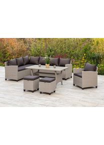 Garten-Essgruppe Merxx "Palma", beige (natur, dunkelbraun), H:74cm T:70cm, Kunststoff, Stahl, Sitzm&ouml;bel-Sets, Garten-Essgruppe, pulverbeschichteter Stahl, Polyrattan