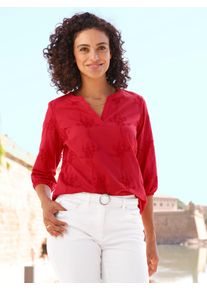 Schlupfbluse Inspirationen, Damen, Gr. 54, erdbeere, 100% Baumwolle, unifarben, V-Ausschnitt, Blusen Schlupfbluse