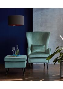 Sessel Home Affaire "Salla auch in Fellimitat und Feincord, viele Bezugsarten, Ohrensessel", gr&uuml;n, B:78cm H:118cm T:94cm, Samtoptik (100% Polyester), Sessel, Sessel, wahlweise mit oder ohne Hocker; gro&szlig;er Sessel: Ma&szlig;e B/T/H: 78/94/118cm