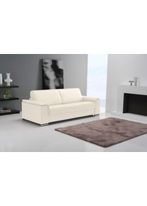 Schlafsofa Egoitaliano "Cecilia, modern & elegant, erstklassiger Sitzkomfort, Dauerschl&auml;fer", beige (cremewei&szlig;), B:234cm H:85cm T:102cm, Leder &raquo;BULL&laquo; (echtes Rindsleder). Geschliffenes, pigmentiertes und behandeltes Rindsleder mit einer Dicke von 1, 3-1, 5 mm. Dieses Leder zeigt eine ziemlich weiche Hand mit einem halb undurchsichtigen Aussehen. Es handelt sich um ein gesch&uuml;tztes Leder. Eine leich