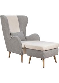 Sessel Home Affaire "Salla Bezug Boucl&eacute; oder Struktur fein, Ohrensessel", beige (creme, taupe), B:78cm H:118cm T:94cm, 100% Polyester, Sessel, Sessel, wahlweise mit oder ohne Hocker; gro&szlig;er Sessel: Ma&szlig;e B/T/H: 78/94/118cm