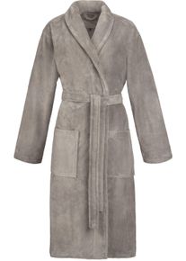 Bademantel Vossen "Pico, ideal f&uuml;r Sauna & Spa, Hotelbademantel, Morgenmantel" Gr. M, grau (timber), L:120cm, Baumwoll-Mix, Hausm&auml;ntel, Bademantel, Schalkragen