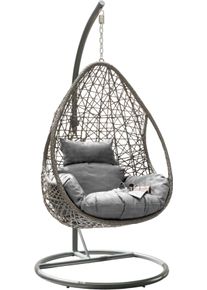H&auml;ngestuhl Destiny "COCO DROP", grau, B:95cm H:198cm, Kunststoff, Stahl, H&auml;ngematten, H&auml;ngestuhl, inkl. Gestell, mit Auflagen f&uuml;r Sitz- und R&uuml;cken, belastbar bis 110 kg