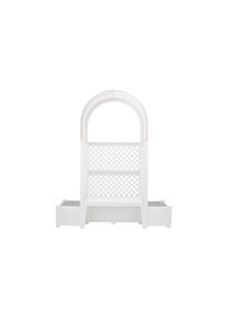 Gartenbank KHW "Amsterdam", wei&szlig;, B:174cm H:207cm T:49cm, Kunststoff, Sitzb&auml;nke, Gartenbank, mit Rosenbogen, Spalier und zwei Pflanzk&auml;sten, wei&szlig;