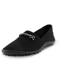 Barfu&szlig;schuh Leguano "LADY FAMOUS", Damen, Gr. 42, schwarz, Textil, Schuhe Barfu&szlig;schuh, Flats, Ballerina, Bequemschuh mit goldfarbener Zierkette