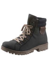 Winterboots Rieker, Damen, Gr. 41, blau (dunkelblau), Filz, Lederimitat, Schuhe Winterboots, in Bergsteiger-Optik