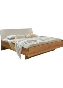 Futonbett Wiemann "Cordoba", beige (bianco, eiche, champagner, bianco, eiche), B:189cm H:97cm L:208cm, Betten, Futonbett, Absetzungen in Riffholz Polsterkopfteil in Kunstleder Champagner