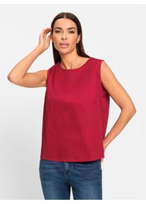 Blusentop Heine, Damen, Gr. 50, rot, 97% Baumwolle, 3% Elasthan, unifarben, Rundhals, Blusen Blusentop