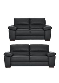 Polstergarnitur Calia italia "Gaia, hochwertige Garnitur aus 2-Sitzer und 3-Sitzer, edles Design", schwarz, Leder BULL, Leder SORRENTO - 100% Leder;Leder BULL - 100% Leder, Sitzm&ouml;bel-Sets, Polstergarnitur, Ledergarnitur, in zwei hochwertigen Lederqualit&auml;ten