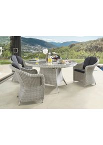 Garten-Essgruppe Destiny "MALAGA LUNA", wei&szlig; (vintage wei&szlig;, anthrazit), Polyester, Aluminium, Polyrattan, Sitzm&ouml;bel-Sets, Garten-Essgruppe, Aluminium, Polyrattan