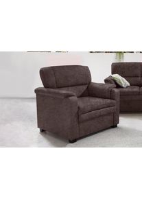 Sit & More Sessel SIT & MORE "Pisa", braun (dunkelbraun), B:86cm H:89cm T:90cm, NaturLEDER: Bitte beachten Sie, dass Lederbez&uuml;ge mehr N&auml;hte aufweisen als Stoffbez&uuml;ge.;Luxus-Microfaser ALTARA NUBUCK (100% Polyester);NaturLEDER Punch (echtes Rindsleder) in Sitz und R&uuml;cken. Korpus in passendem Kunstleder SOFTLUX bezogen, Sessel, Sessel, mit Federkern