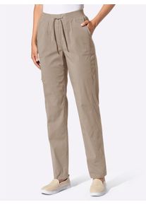 Schlupfhose Casual Looks, Damen, Gr. 25, Kurzgr&ouml;&szlig;en, beige (sesam), 98% Baumwolle, 2% Elasthan, unifarben, Hosen Schlupfhose