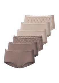 H&uuml;ftpanty Vivance, Damen, Gr. 48/50, 6 Stk., grau (taupe, beige), Single Jersey, Obermaterial: 95% Baumwolle, 5% Elasthan, gepunktet, unifarben, Unterhosen H&uuml;ftpanty, angenehm elastische Qualit&auml;t, Topseller