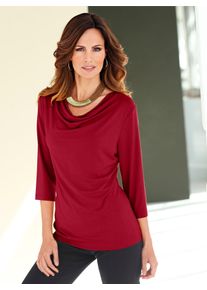 Wasserfallshirt Inspirationen "Shirt", Damen, Gr. 40, rot, 95% Viskose, 5% Elasthan, unifarben, Wasserfallausschnitt, Shirts Wasserfallshirt