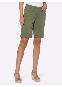 Jeansshorts Heine, Damen, Gr. 50, Normalgr&ouml;&szlig;en, gr&uuml;n (khaki), 98% Baumwolle, 2% Elasthan, unifarben, kurz, Jeans Jeansshorts
