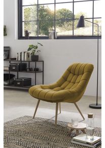 Relaxsessel Salesfever "Toulon - Komfortabler Loungesessel", gelb (gelb, holzfarben), B:76cm H:85cm T:85,6cm, Sessel, Relaxsessel, mit XXL-Steppung, mit schwarzen oder naturfarbenen Beinen