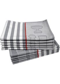 Geschirrtuch Dyckhoff "Gl&auml;ser / Halbleinen", grau (anthrazit), B:50cm L:70cm, 45% Leinen, 55% Baumwolle, Geschirrt&uuml;cher, Geschirrtuch, mit Gl&auml;ser & Streifen Motiv, Ma&szlig;e je Tuch ca. 50x70 cm