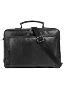Aktentasche Sansibar, Gr. B/H/T: 39cm x 28cm x 5cm onesize, schwarz, Leder, leicht gl&auml;nzend, unifarben, Taschen Aktentasche, echt Leder