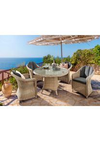 Garten-Essgruppe Destiny "MALAGA LUNA", beige (natur, beige meliert, natur, aluminiumfarben), Polyester, Aluminium, Polyrattan, Sitzm&ouml;bel-Sets, Garten-Essgruppe, Aluminium, Polyrattan
