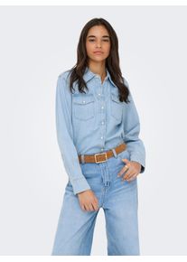 Jeansbluse Only "ONLCHARLIZE LS DNM SHIRT AKM NOOS", Damen, Gr. L, light blau denim, Denim/Jeans, Obermaterial: 100% Baumwolle, unifarben, regular fit h&uuml;ftbedeckend, Blusen Jeansbluse, mit Brusttaschen