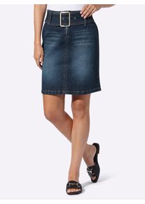 Jeansrock Heine, Damen, Gr. 48, blau (blau, bleached), 99% Baumwolle, 1% Elasthan, unifarben, kurz, R&ouml;cke Jeansrock