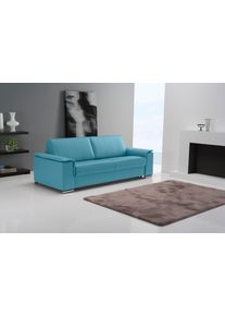Schlafsofa Egoitaliano "Cecilia, modern & elegant, erstklassiger Sitzkomfort, Dauerschl&auml;fer", blau (t&uuml;rkis), B:234cm H:85cm T:102cm, Leder &raquo;BULL&laquo; (echtes Rindsleder). Geschliffenes, pigmentiertes und behandeltes Rindsleder mit einer Dicke von 1, 3-1, 5 mm. Dieses Leder zeigt eine ziemlich weiche Hand mit einem halb undurchsichtigen Aussehen. Es handelt sich um ein gesch&uuml;tztes Leder. Eine leichte D