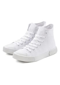 Stiefelette Lascana, Damen, Gr. 42, wei&szlig;, Obermaterial: 100% Textilmaterial. Decksohle: 100% Textilmaterial. Futter: 100% Textilmaterial. Laufsohle: 100% Synthetik, unifarben, Schuhe Stiefelette, aus Textil zum Schn&uuml;ren, High-Sneaker, Schn&uuml;r-Boots
