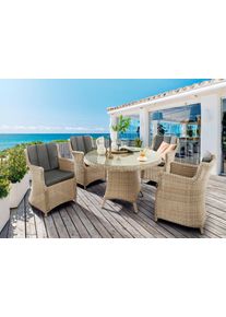 Garten-Essgruppe Destiny "LUNA", beige (natur meliert), B:60cm H:87cm T:71cm, Aluminium, Polyrattan, Sitzm&ouml;bel-Sets, Garten-Essgruppe, Aluminium, Polyrattan