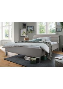 Futonbett Wiemann "Monaco, 4-fache Liegeh&ouml;henverstellung", grau (kieselgrau, dekor, leisten in chrom), B:209cm L:218cm, Betten, Futonbett, mit stilvollem Holzkopfteil, Made in Germany