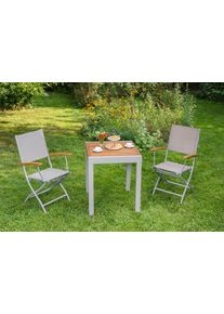 Balkonset Merxx "Naxos", beige (natur), Obermaterial: 100% Polyester, Sitzm&ouml;bel-Sets, Balkonset, mit ausziehbaren Tisch (65/130x65 cm)