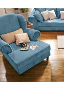 XXL-Sessel Home Affaire "King Henry, Sessel, Ohrensessel, Relaxsessel, Big Sessel, Breite 121cm", blau (petrol), B:121cm H:111cm T:107cm, Luxus-Microfaser (100% Polyester);Samtcord &raquo;Ribbon&laquo; (88% Polyester 12% Polyacryl), Sessel, XXL-Sessel, mit Federkern, in legerer Polsterung und losen Kissen