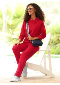 Hausanzug Heine, Damen, Gr. 48, rot, 82% Baumwolle, 18% Polyester, Homewear-Sets Hausanzug
