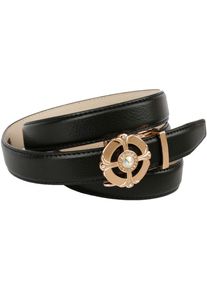 Lederg&uuml;rtel Anthoni Crown, Damen, Gr. 105, schwarz, Leder, unifarben, G&uuml;rtel Lederg&uuml;rtel, mit eleganter Schlie&szlig;e, gro&szlig;er Schmuckstein in der Mitte
