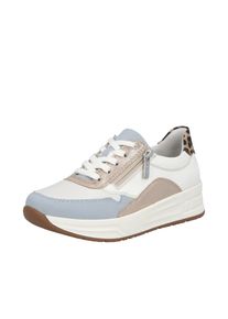 Plateausneaker Rieker, Damen, Gr. 38, sanftes wei&szlig;, leo kombiniert, Lederimitat, Schuhe Plateausneaker, Schn&uuml;rschuh, Halbschuh, Freizeitschuh mit Soft-Einlage