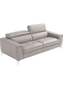 Schlafsofa Egoitaliano "Francine Designsofa, Loungesofa mit Dauerschlaffunktion, Breite 233 cm", grau (stone), B:233cm H:100cm T:106cm, Leder &raquo;BULL&laquo; (echtes Rindsleder). Geschliffenes, pigmentiertes und behandeltes Rindsleder mit einer Dicke von 1, 3-1, 5 mm. Dieses Leder zeigt eine ziemlich weiche Hand mit einem halb undurchsichtigen Aussehen. Es handelt sich um ein gesch&uuml;tztes Leder. Eine leicht