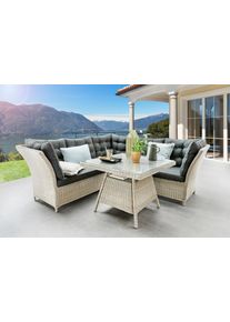 Garten-Essgruppe Destiny "PALMA", wei&szlig; (vintage wei&szlig;), B:215cm H:83cm T:215cm, Obermaterial: 100% Polyester. F&uuml;llung: 100% Polyurethan, Sitzm&ouml;bel-Sets, Garten-Essgruppe