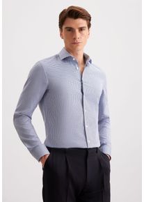 Businesshemd Seidensticker "Schwarze Rose", Herren, Gr. L (41), normale &Auml;rmell&auml;ngen, mittelblau, 100% Baumwolle, Hahnentrittmuster, skinny fit, 2-Knopf-Manschette, Hemden Businesshemd, X-Slim 1/1 Kentkragen Pepita