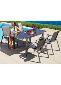 Garten-Essgruppe Merxx "Amalfi", grau (anthrazit), Obermaterial: 100% Polyester, Sitzm&ouml;bel-Sets, Garten-Essgruppe