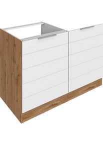 Sp&uuml;lenschrank KOCHSTATION "KS-Luhe", wei&szlig; (wei&szlig; matt, wotaneiche), B:120cm H:82cm T:60cm, MDF, Schr&auml;nke, Sp&uuml;lenschrank, 120 cm breit, hochwertige MDF-Fronten mit waagerechter Lisene