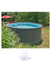Rundpool Konifera "NIZZA 1 inkl. Bodenschutzvlies", grau (anthrazit, grau), H:120cm &Oslash;:450cm, Schwimmbecken, Rundpool, zum Aufstellen, in verschiedenen Gr&ouml;&szlig;en verf&uuml;gbar