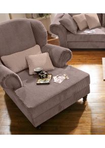 XXL-Sessel Home Affaire "King Henry, Sessel, Ohrensessel, Relaxsessel, Big Sessel, Breite 121cm", braun (kakao), B:121cm H:111cm T:107cm, Luxus-Microfaser (100% Polyester);Samtcord &raquo;Ribbon&laquo; (88% Polyester 12% Polyacryl), Sessel, XXL-Sessel, mit Federkern, in legerer Polsterung und losen Kissen