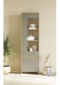 Vitrine Home Affaire "Stranda, Hochschrank im Scandi-Style, moderne Glasvitrine", eukalyptus skandi eiche, B:58cm H:195cm T:39cm, FSC-zertifizierter Holzwerkstoff, Schr&auml;nke, Vitrine, Rahmenoptik, ausreichend Stauraum, vielseitig einsetzbar, 58 cm breit