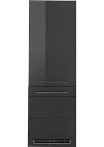 K&uuml;hlumbauschrank KOCHSTATION "KS-Wien", grau (grau hochglanz), B:60cm H:200cm T:60cm, MDF, Schr&auml;nke, K&uuml;hlumbauschrank, 60 cm breit, 200 cm hoch, geeignet f&uuml;r Einbau-K&uuml;hlgefrierkombination