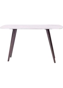 Konsolentisch LEONIQUE "Fremont", grau (hellgrau, bronzefarbig), B:130cm H:76cm T:40cm, Tische, Konsolentisch, Keramik-Konsolentisch, Marmoroptik, Metallbeine schwarz, 130x40x76